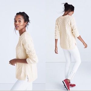 Madewell Classic Cable Knit Sweater Cream/White M